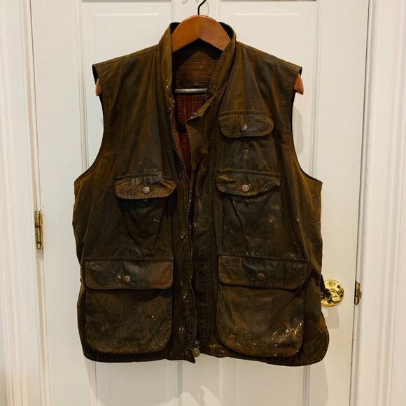 Vintage Outback Trading Company Men's Deer Hunter Brown Oilskin Vest Size XL - Picture 7 of 12